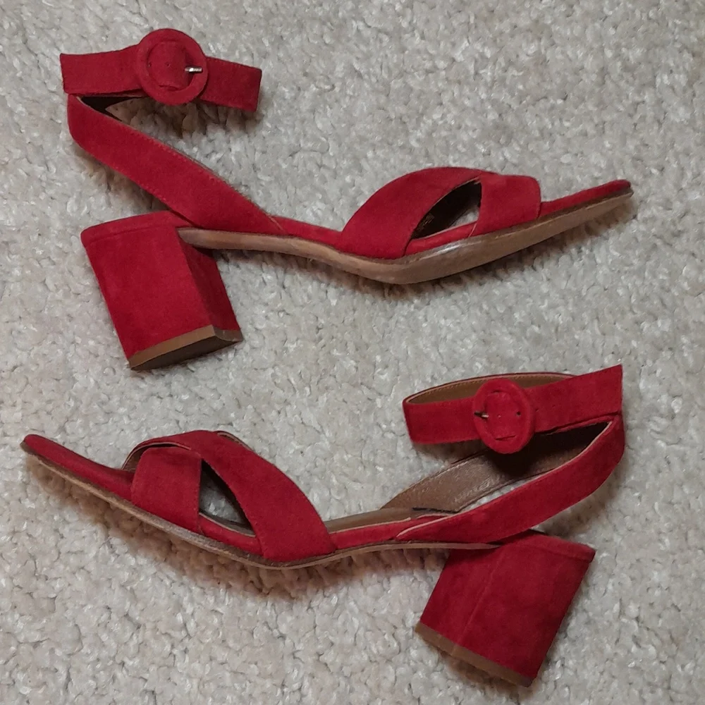 MARGAUX CITY SANDALS IN RED SUEDE size 39.5 - Picture 6 of 16